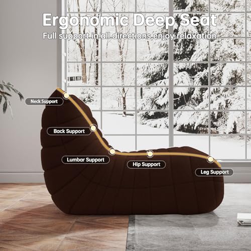 WHGBJA Loveseat Bean Bag Chair for Adults, Comfy Beanbag with Memory Foam | Floor Sofa Chair for Gaming, Reading, Bedroom, Living Room, Boneless, Ergonomic - Image 5