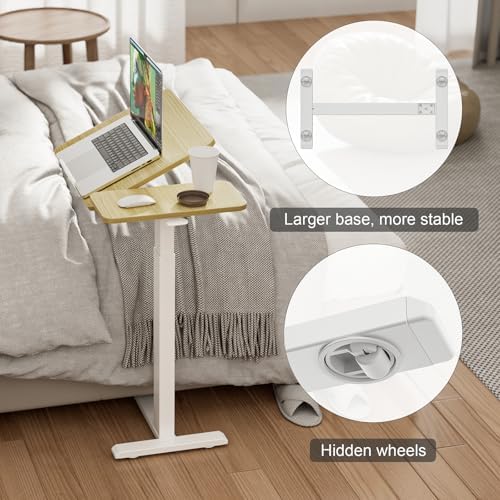 Ywin Medical Adjustable Tilt Overbed Bedside Table with Wheels, Swivel Portable Tray Table(27.6" W x 15.8" D), Small Standing Desk for Bedroom, Hospital, Couch, Office Use,Black - Image 5