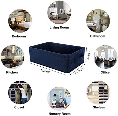 Navy Blue Storage Basket Bins Small Decorative Baskets Storage Cubes for Cellphone Earphone Chargers Cables Make Up Shelf Fabric Drawers Storage Baskets Cute Storage Baskets - Image 6
