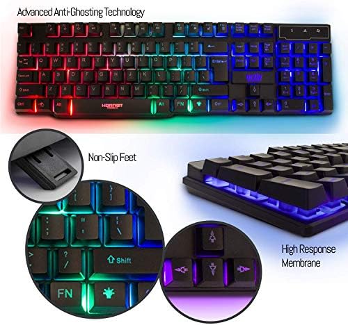 Gaming Keyboard and Mouse and Mouse pad and Gaming Headset, Wired LED RGB Backlight Bundle for PC Gamers and Xbox and PS4 Users - 4 in 1 Edition Hornet RX-250 - Image 2