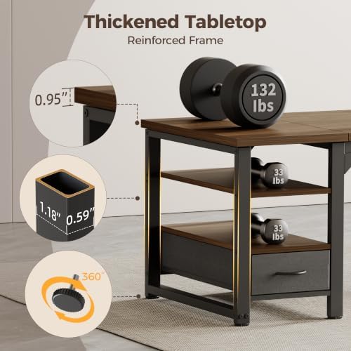 Mericonia 63" Reversible Computer Desk with Drawer, 1" Thick Office Desk - Image 4