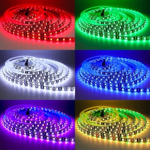 12V RGB LED Strip Lights, 16.4ft Black PCB Board 5050 IP65 Waterproof 300 LEDs Color Changing String Light Strips for Bedroom, Kitchen Decoration - Image 5