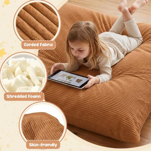 3 in 1 Kids Bean Bag Chair Bed – Foldable Bean Bag to Lounger & Floor Mattress, High-Density Foam Filling Bean Bag, Child Floor Sofa for Reading, Sleeping, Gaming & Relaxation,Brown - Image 5