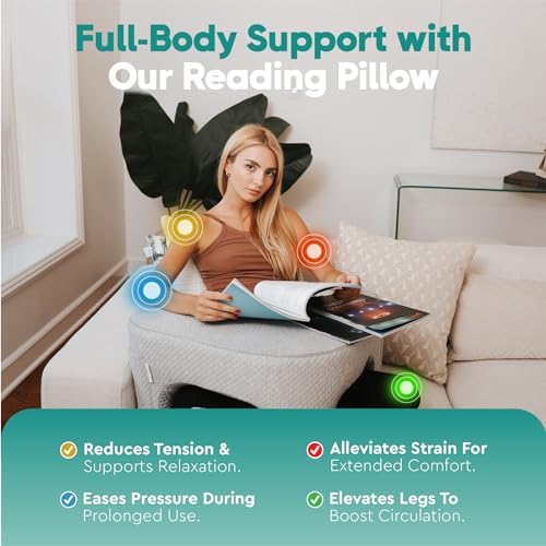 Memory Foam Reading Pillow with Arm Rests & Pocket | Lap Desk for Laptop, Reading and Relaxing on Bed, Couch, or Floor, Armrest and Gaming Pillow – Ideal for Ultimate Comfort and Support - Image 4