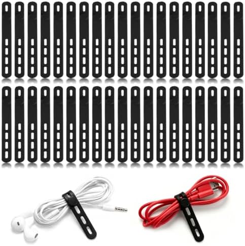 40 Pcs Black Silicone Cable Ties, Reusable Cable Straps Wire Organizer. by RUGLAMZHIP