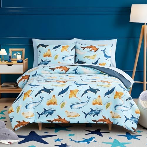 Boys Full Size Bedding Set -7 Pieces Ocean Bedding Full Size Comforter Sets - Image 2
