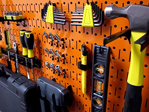 Wall Control Pegboard Rack Horizontal Metal Pegboard Garage Tool Storage Pack - Two 32-Inch Wide x 16-Inch Tall Easy To Install Peg Boards (Orange) - Image 5