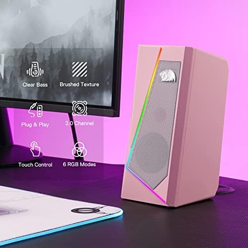 Redragon GS520 Wired 2.0 Channel Stereo Sound Desktop RGB Computer Speakers - Image 2