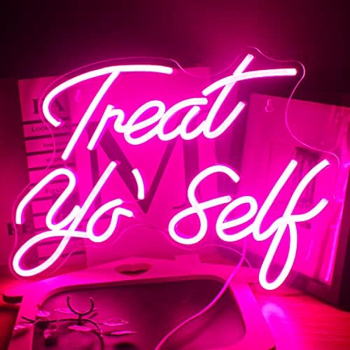 Treat Yourself Neon Sign Pink Led Word Neon Lights Party Gifts by gamerneon