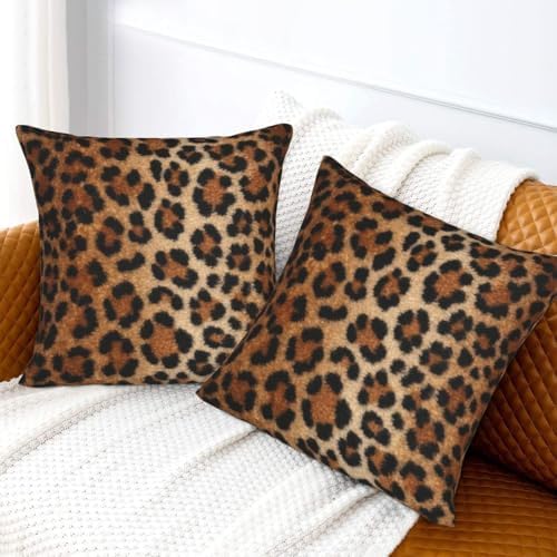 Cheetah Print Pillowcase Set of 2 Leopard Animal Skin Throw Pillow Covers Shells for Couch Office Bedroom Home Decoration, 22"X22" - Image 6