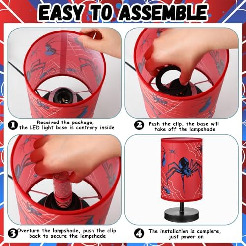 Glooglitter Spider Table Lamps Gifts 3 Colors Dimmable Lights 11.02 x 5.12 Inch Themed Decorative Nightlight Fashion Bedroom Bedside Lamps for Room Bedroom Desk Home Decor Birthday Gifts - Image 4