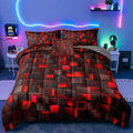 6 Piece Bed in a Bag 3D Block Comforter Set Queen Size for Boys Kids Room Vibrant Red Gaming Block Bedding Set for Boys Girls Kids Teens Bedroom Decorative Queen11 by ZJianHOME