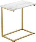Pipishell C Shaped End Table 27 inches High, Side Table with Modern Marbling Wood Table Top for Couch Slide Under, C Table Sofa Side End Table for Living Room by Pipishell