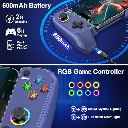NealGamefy Phone Controller for iPhone/Android - Mobile Gaming Controller with Hall Effect Joystick, Phone Case Support,Turbo Function, Dual Vibration- Phone Controller Compatible with More Games - Image 6