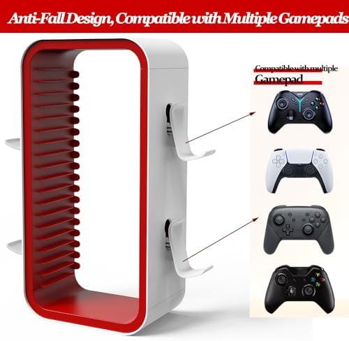 Game Storage Tower Compatible with PS5/ Xbox/Switch, Red - Image 2
