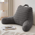 Blissful Diary Reading Pillow, Large Backrest Pillow with Shredded Memory Foam for Adult & Children, Designed for Bed and Couch Sitting Up, Includes Arms, Pockets and Washable Cover, Dark Gray by BlissfulDiary