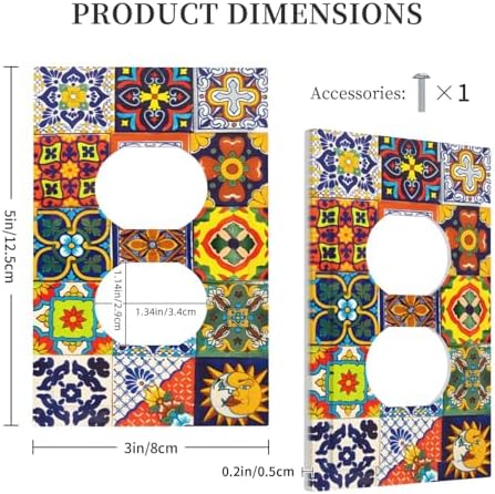 Outlet Covers Vintage Traditional Colorful Mexican Talavera Tiles Style Decorative 1 Gang Duplex Light Switch Cover Plate Single Electrical Receptacle Wall Plate Plug Switchplate Faceplate - Image 5