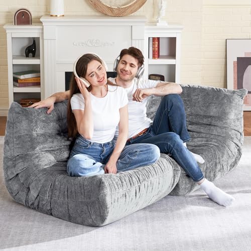 HABUTWAY Giant Bean Bag Chairs Lazy Sofa for Adults,Corner,Light Grey | Memory Foam Bean Bag Chairs,Fireside Corner Chair,Lazy Floor Corner Sofa for Living Room, Bedroom, Dorm, Office - Image 5