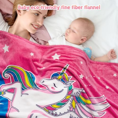 Jekeno Unicorn Toys Gifts for Girls Glow in the Dark Blanket 50"x 60" - Image 6