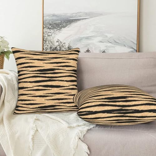 Pillowcase Set of 2 Tiger Animal Stripes Print Throw Pillow Covers Shells for Couch Office Bedroom Home Decoration, 20"X20" - Image 7