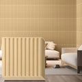 Nuanchu 32 Pcs 3D Wall Panels, 12"x12" PVC Fluted Tiles, Natural Oak by Nuanchu