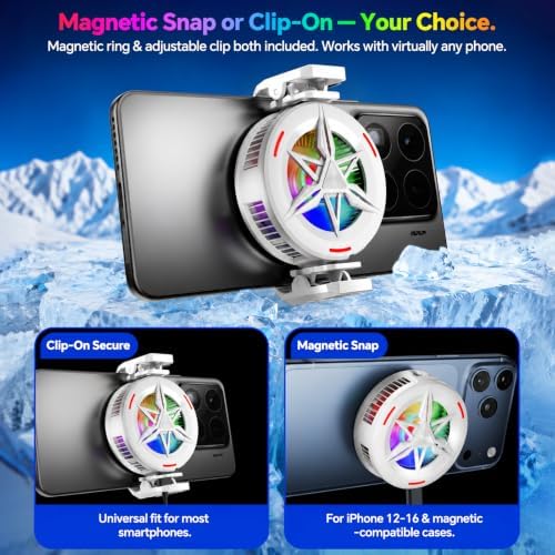 Basic iPhone Cooler,Magnetic/Clip-on Phone Cooler for Gaming,Phone Fan - Image 6