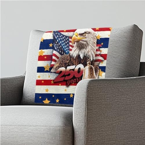 US 250th Anniversary Eagle 2 Pcs Recliner Headrest Protector 26x16 Inch - Polyester Fabric, Decoration & Breathable Chair Cover with Anti-Slip Base, Easy to Install for Home/Office by ZCFYGDX