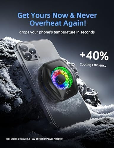 Phone Cooler for Gaming, Magnetic Mobile Cell Phone Cooling Fan Radiator for Magsafe iPhone iPad Tablet Live Streaming - Image 4