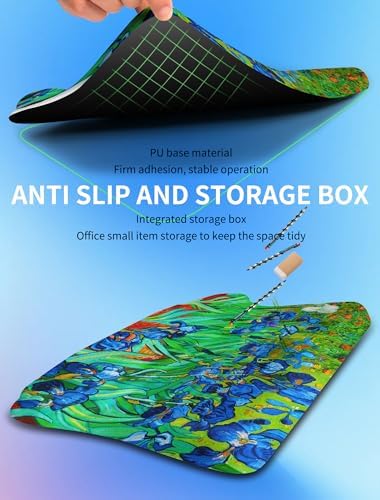 Ergonomic Wave Wrist Rest with Keyboard Stand, Cushioned Palm Rest, Comfortable Integrated Memory Foam for Natural Typing and Relieve Wrist Pain, Van Gogh Iris Flower - Image 5