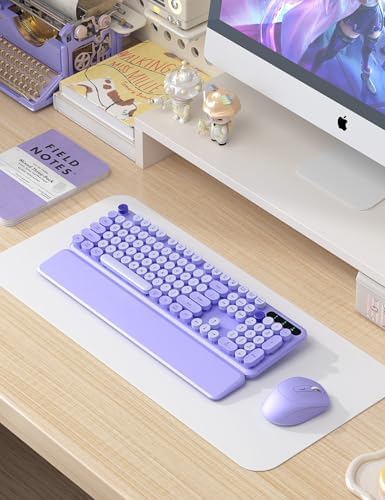 Wireless Keyboard and Mouse Combo, Cute Typewriter, Magnetic Wrist Rest - Image 2