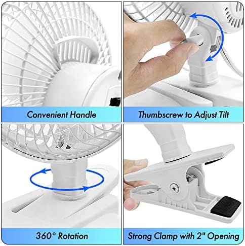 Comfort Zone CZ6XMWT 6” 2-Speed Combo Clip or Desk Fan with Removable Base, Strong Clamp for Firm Grip, Suitable for Bedroom, Office, or Dorm Room, White - Image 6