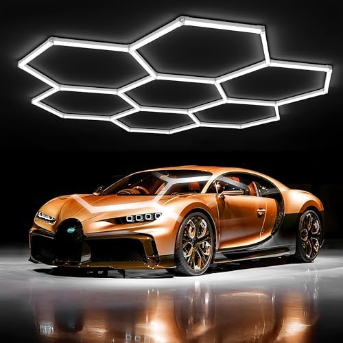 31Lights LED Hexagon Garage Lights,7-Hex Honeycomb Lights 38800Lumens Hexagon DIY Super Bright Car Detailing Ceiling 388W LED Shop Light for Warehouse Workshop Gym Basement by RGZZUP