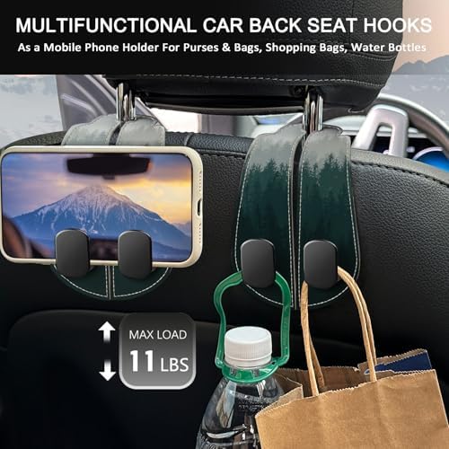 Blusabaca 2PCS Car Seat Headrest Hooks, Purses Bags Holder, Forest Trees - Image 3