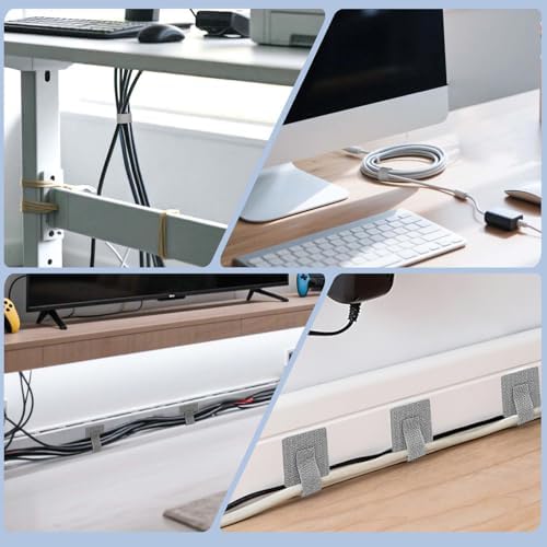 Adhesive Under Desk Cable Management Kit - 45 PCS Sticky Back Velcro Ties + 2 Rolls Extension Straps for No Drill Cord Organization, Home Office (Mixed Colors) - Image 2