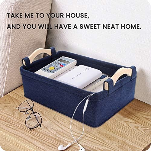 Small Storage Baskets Fabric Storage Bins Basket Soft Storage Baskets Decorative Bins Storage Basket for Cosmetics Makeups Coins Keys Mittens Hats Cards Storage Basket Navy Blue - Image 2