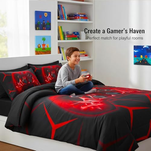 ZRNBAST 6 Pcs Bed in a Bag Full Size Bedding Gaming Comforter Set for Boys - Image 3