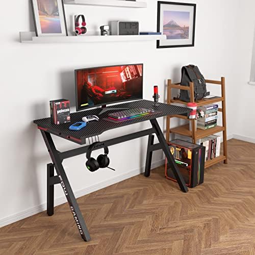 BestOffice | 47" Gaming Table | Red | R-Shaped Computer Desk - Image 4