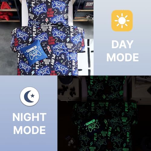 Twin Comforter Set for Boys-3 Pieces Gamers Glow in the Dark Bedding Sets - Image 5