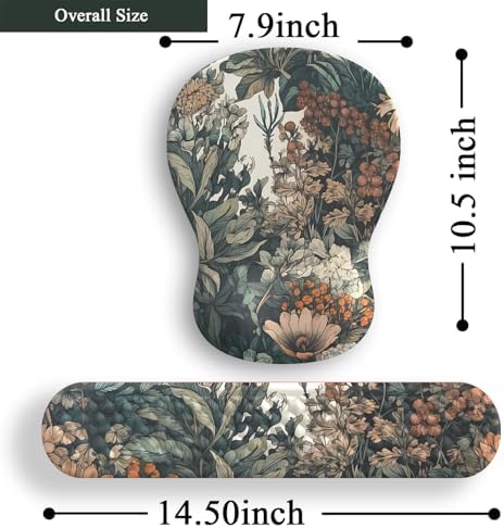 Boho Aesthetic Mouse Pad with Wrist Rest Keyboardpad Vintage Wildflowers Wrist Rest for Computer Keyboard Wrist Rest, Non-Slip Base Home/Office for Computer Keyboard, Made Easy Typing & Relieve - Image 5