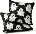 Halloween Ghost Throw Pillow Covers, Black, Linen, 18x18 Inch, Set of 2, Machine Washable, Living Room Decor by Unknown