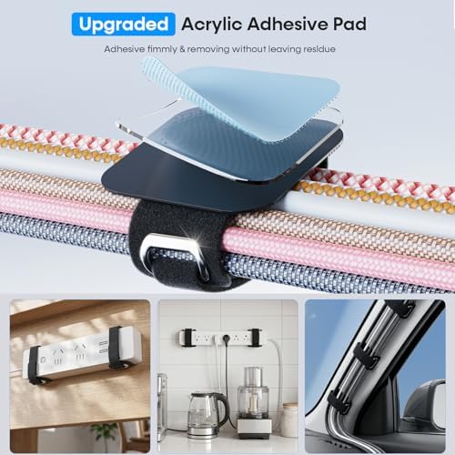 Cable Management Under Desk, Large Bundle Cord+Power Strip Organizer-8 Pair - Image 5