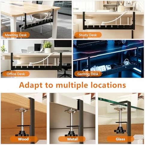 Under Desk Cable Tray, Clamp-On, 12-21.6in Expandable Metal Wire Organizer - Image 7