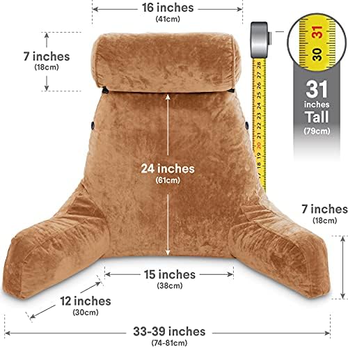 Husband Pillow XXL The Original for Adults - 30" Tall Backrest for Sitting Up in Bed - Firm Support Reading & Bed Rest Pillows for Adults, Neck Roll, Removable Cover - TV - Tan - Image 3