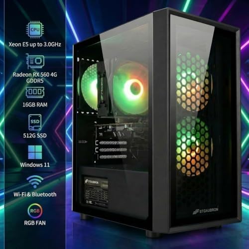 STGAubron Gaming PC Desktop,Intel i7 Xeon E5,RX 560 4G,16G RAM,512G SSD - Image 2