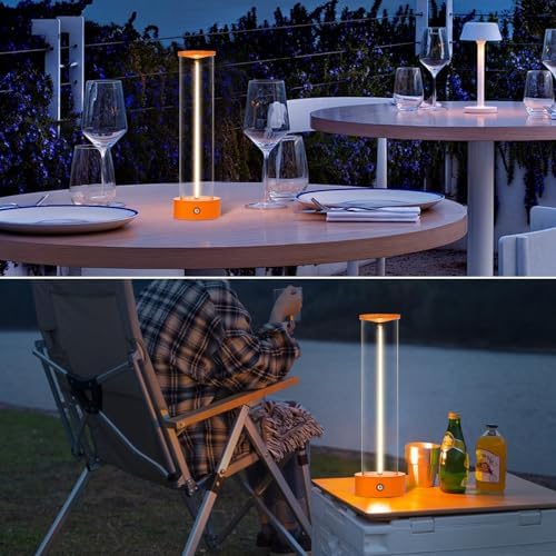 Mini Minimalist Tabe Lamp with Breathing Effect, Cordless LED Desk Lamp Rechargeable Modern Night Lights Portable for Gaming, Home Office, Bedroom, Living Room, Kitchen, Bar, Restaurant (orange) - Image 4