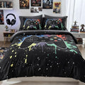 Full Comforter Set for Boys -7 Pieces Black Gamer Full Size Bedding Sets by KaleidoSpaceHomeCollection
