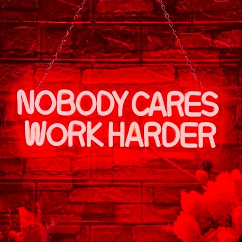 Allball Nobody Cares Work Harder Neon Sign, Motivational Neon Light USB Powered Lnspirational LED Neon Light Wall Art, for Office Study Room Or Gym Teen Bedroom Modern Decor(15.7 * 5.1 In) by Unknown