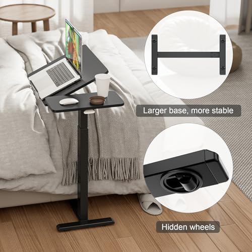 Ywin Medical Overbed Table with Wheels, Lift 27-43in, Black - Image 6
