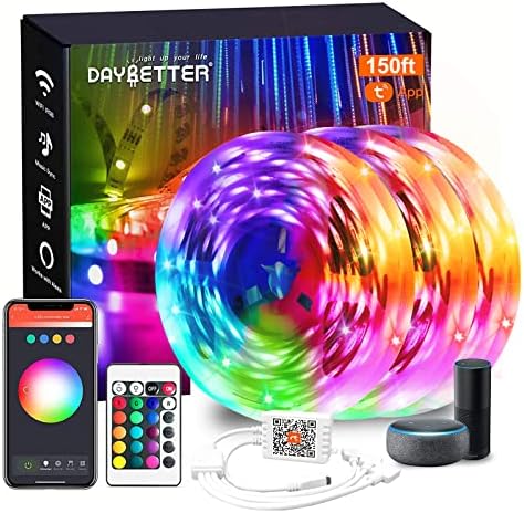 DAYBETTER Smart WiFi LED Strip Lights 150ft (3x50ft), RGB Color Changing, Alexa Google Voice Control, Music Sync, App Remote, Indoor Home Decor for Bedroom Gaming Room Party by DAYBETTER