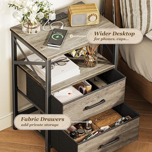 Huuger Night Stand with Charger Station, USB-C Port, End Table - Image 5
